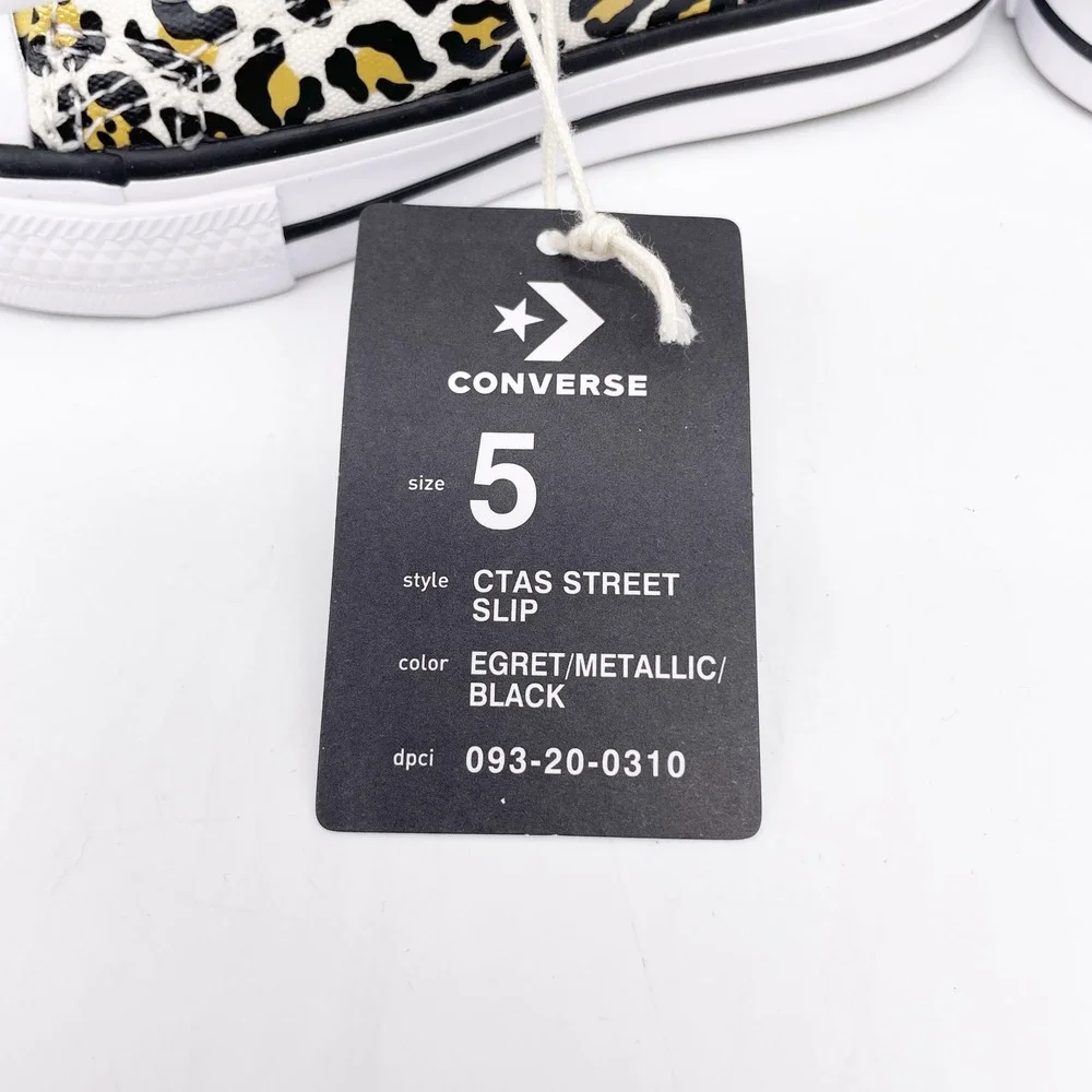 Converse Infant's Egret Metallic Leopard CTAS Street Slip Sneakers Size 5